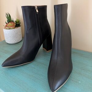 Women's Black Pointed Toe Block Heel Ankle Boots Size 39